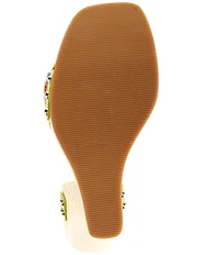 Jeffrey Campbell Mazes Metallic Rainbow Strappy Wraparound Tie Open Platform Wedge Sandals