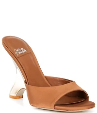 Jeffrey Campbell Mew-2 Satin Sculpted Lucite Wedge Dress Slide Sandals