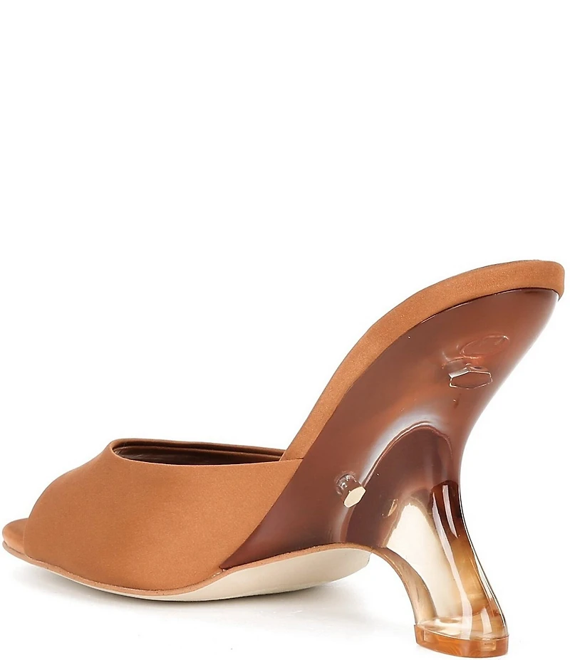 Jeffrey Campbell Mew-2 Satin Sculpted Lucite Wedge Dress Slide Sandals
