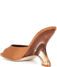 Jeffrey Campbell Mew-2 Satin Sculpted Lucite Wedge Dress Slide Sandals