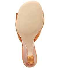 Jeffrey Campbell Mew-2 Satin Sculpted Lucite Wedge Dress Slide Sandals