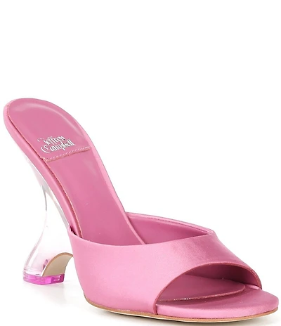 Jeffrey Campbell Mew-2 Satin Sculpted Lucite Wedge Dress Slide Sandals