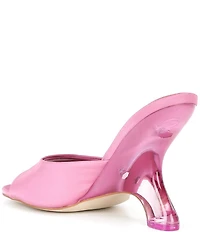 Jeffrey Campbell Mew-2 Satin Sculpted Lucite Wedge Dress Slide Sandals