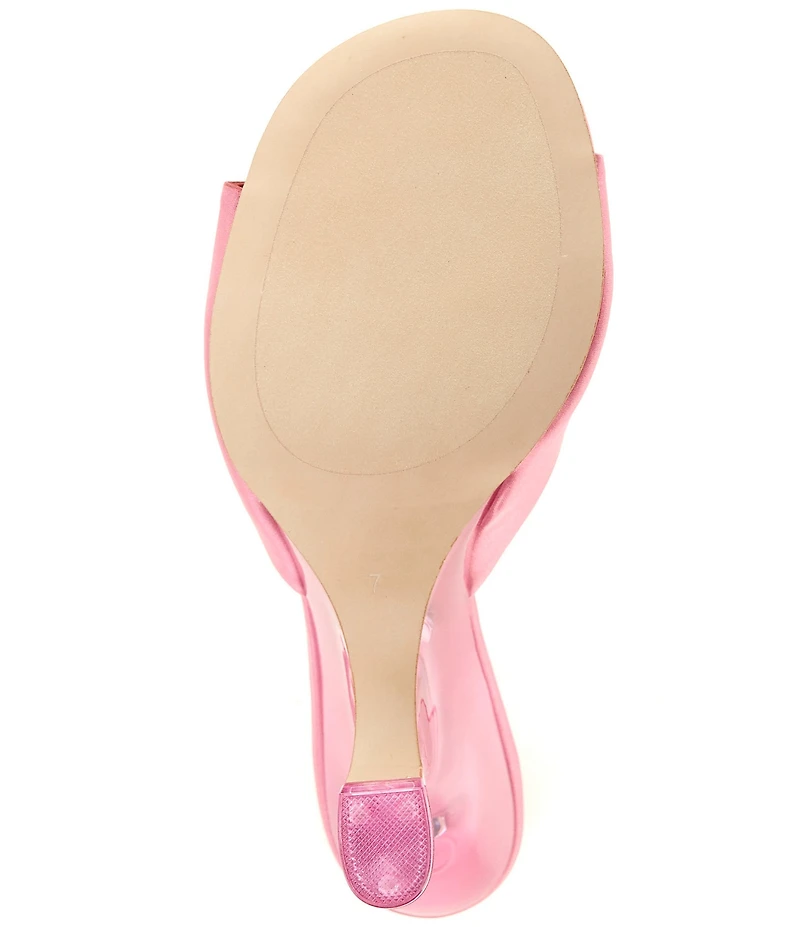 Jeffrey Campbell Mew-2 Satin Sculpted Lucite Wedge Dress Slide Sandals