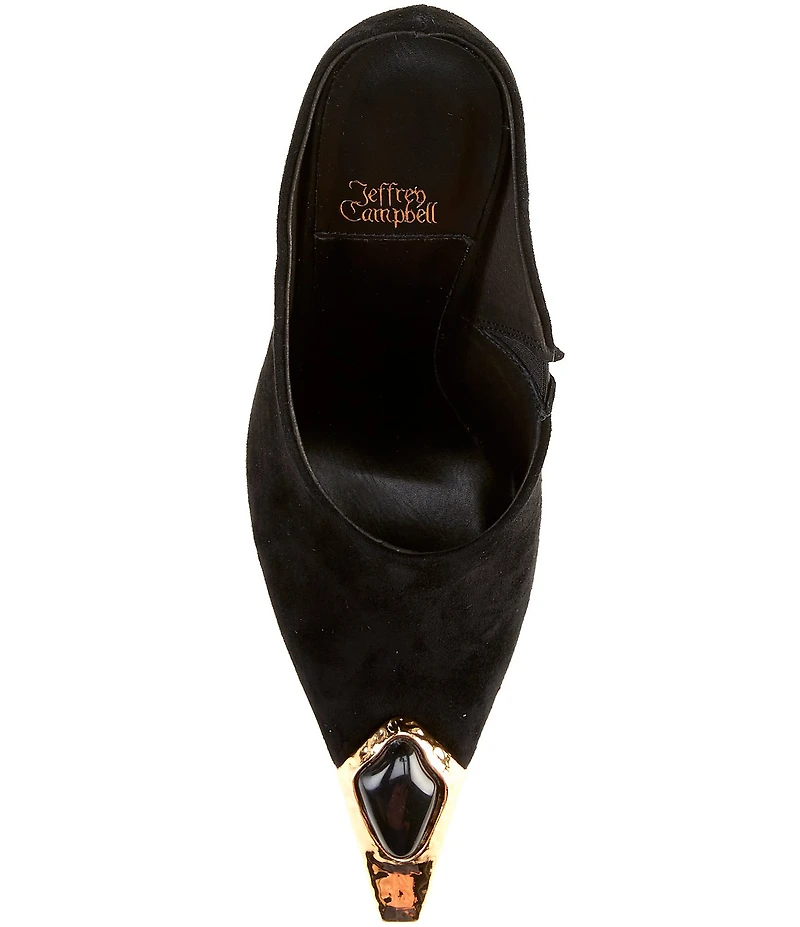 Jeffrey Campbell Naiad Suede Jewel Ornamented Cap Toe Mules