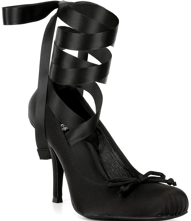 Jeffrey Campbell Nympha Satin Bow Tie Wrap Ballerina Stiletto Pumps