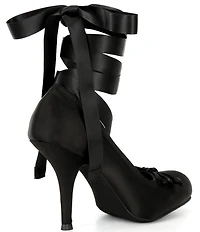 Jeffrey Campbell Nympha Satin Bow Tie Wrap Ballerina Stiletto Pumps