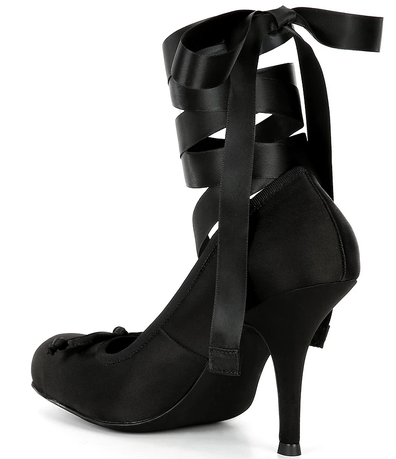 Jeffrey Campbell Nympha Satin Bow Tie Wrap Ballerina Stiletto Pumps