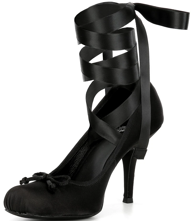 Jeffrey Campbell Nympha Satin Bow Tie Wrap Ballerina Stiletto Pumps