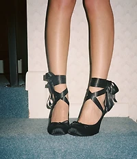 Jeffrey Campbell Nympha Satin Bow Tie Wrap Ballerina Stiletto Pumps