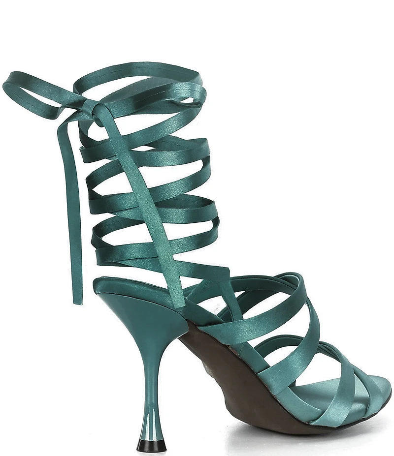Jeffrey Campbell Obsessed Satin Strappy Ankle Wrap Dress Sandals