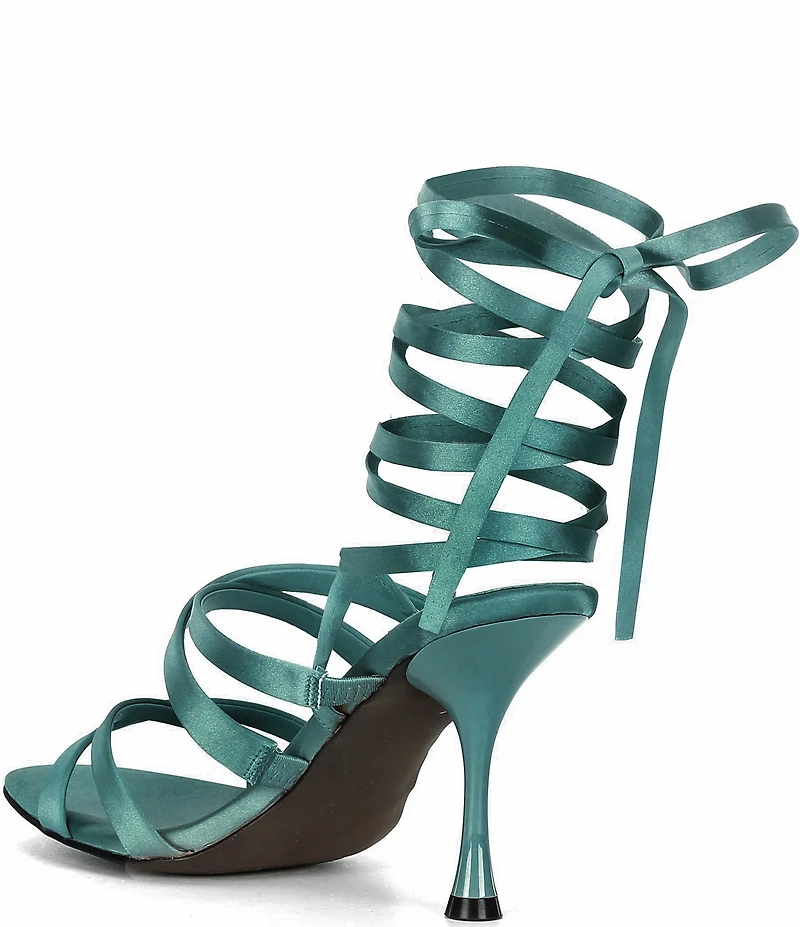 Jeffrey Campbell Obsessed Satin Strappy Ankle Wrap Dress Sandals