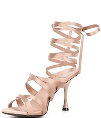 Jeffrey Campbell Obsessed Satin Strappy Ankle Wrap Dress Sandals