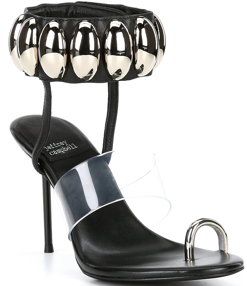 Jeffrey Campbell Occasion Dome Embellished Hardware Leather Dress Sandals