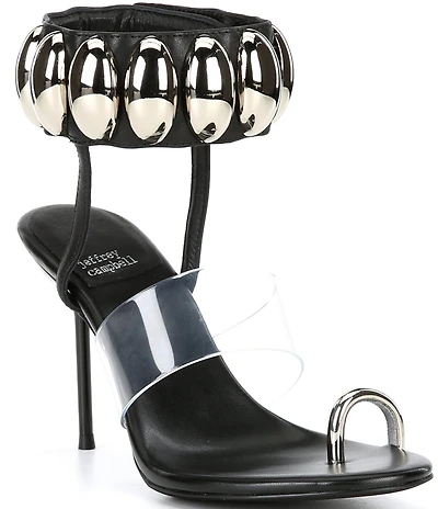 Jeffrey Campbell Occasion Dome Embellished Hardware Leather Dress Sandals