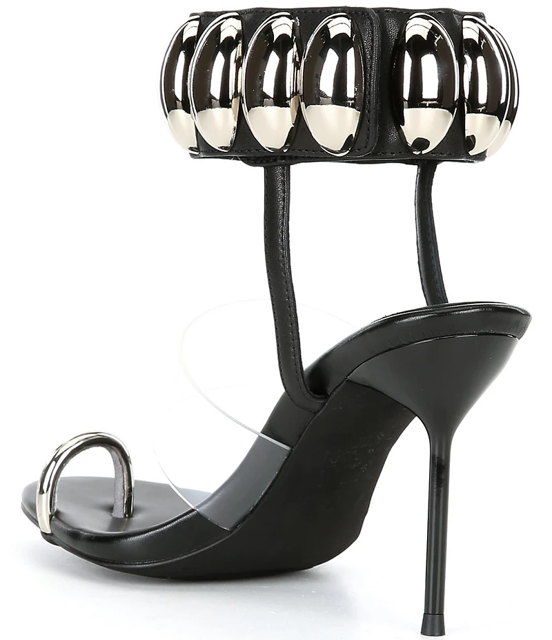 Jeffrey Campbell Occasion Dome Embellished Hardware Leather Dress Sandals