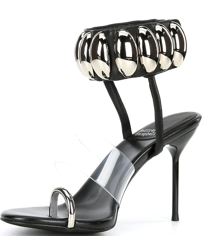 Jeffrey Campbell Occasion Dome Embellished Hardware Leather Dress Sandals