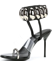 Jeffrey Campbell Occasion Dome Embellished Hardware Leather Dress Sandals