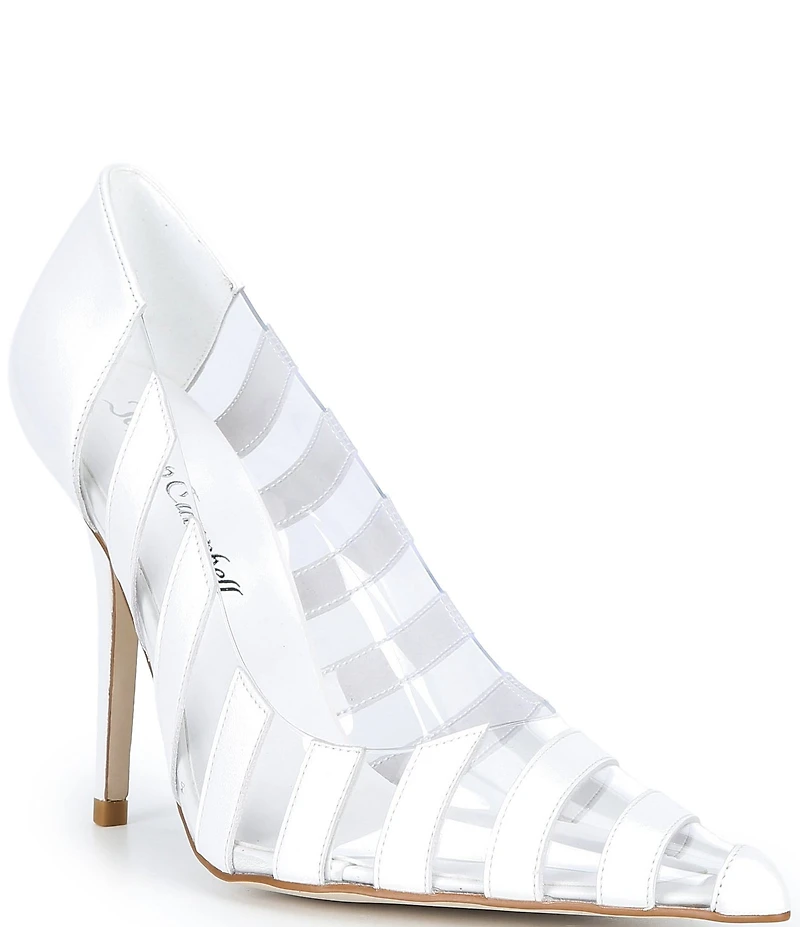 Jeffrey Campbell Opaque Clear Stripe Pumps