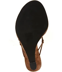 Jeffrey Campbell Pachouli Suede Ankle Wrap Thong Sculpted Wedge Dress Sandals