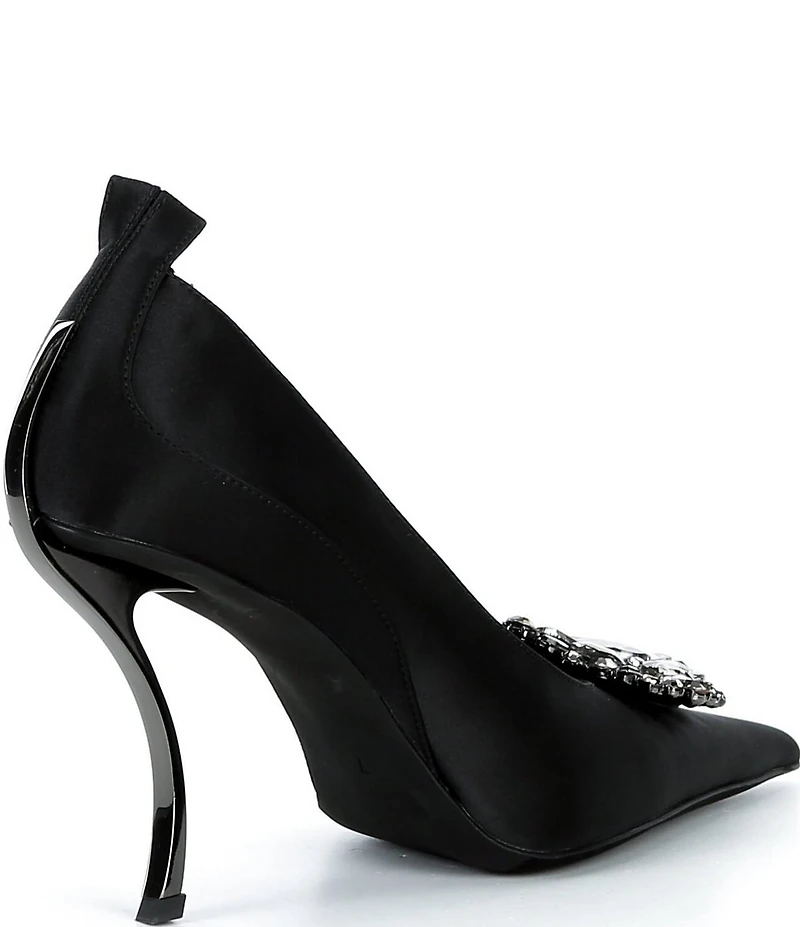 Jeffrey Campbell Parliament Satin Curved Heel Jewel Brooch Pumps