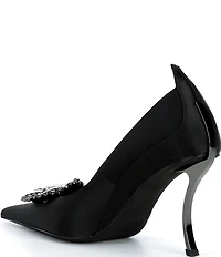 Jeffrey Campbell Parliament Satin Curved Heel Jewel Brooch Pumps