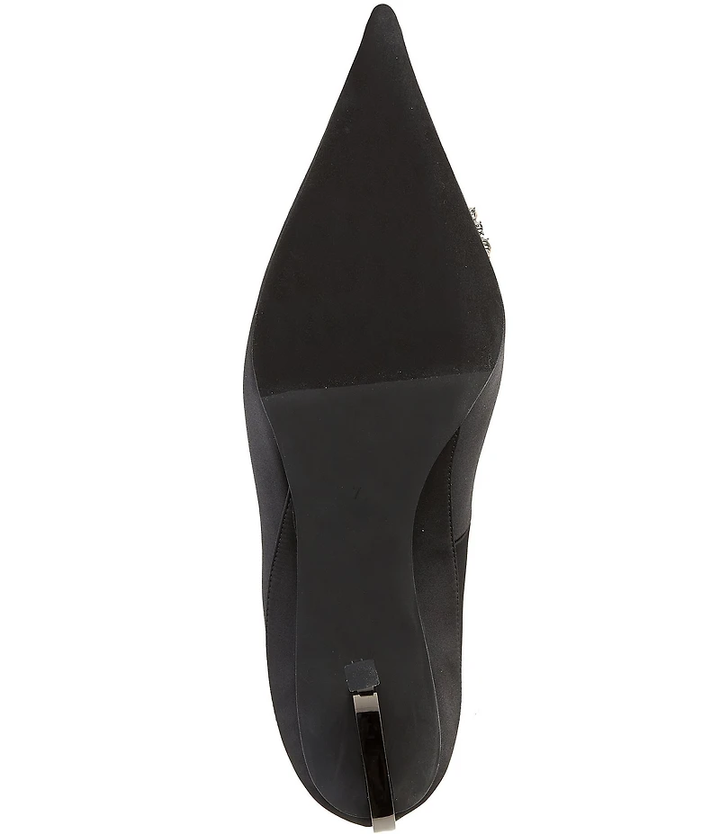 Jeffrey Campbell Parliament Satin Curved Heel Jewel Brooch Pumps