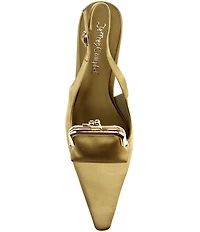 Jeffrey Campbell Pay-Me Satin Coin Purse Ornament Slingback Wedge Pumps
