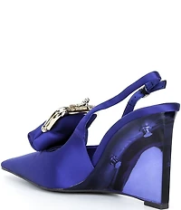 Jeffrey Campbell Pay-Me Satin Coin Purse Ornament Slingback Wedge Pumps