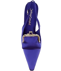 Jeffrey Campbell Pay-Me Satin Coin Purse Ornament Slingback Wedge Pumps
