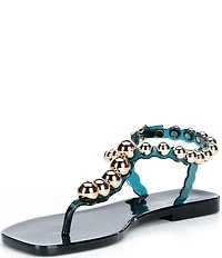 Jeffrey Campbell Plated Flat Stud Thong Sandals