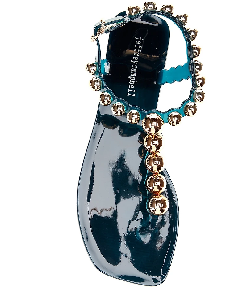 Jeffrey Campbell Plated Flat Stud Thong Sandals