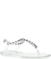 Jeffrey Campbell Plated Flat Stud Thong Sandals