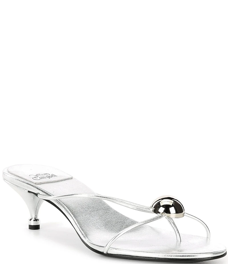 Jeffrey Campbell Preciosa Metallic Ornament Kitten Heel Sandals