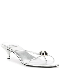 Jeffrey Campbell Preciosa Metallic Ornament Kitten Heel Sandals