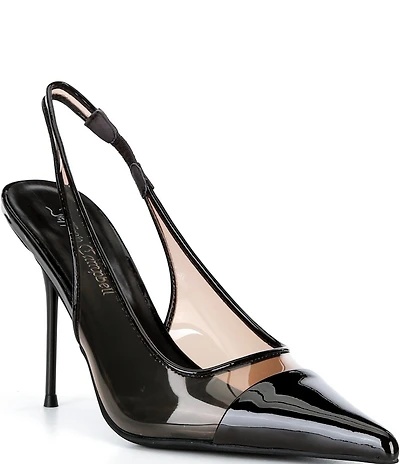 Jeffrey Campbell Pucker-V Vinyl Slingback Stiletto Slingback Pumps