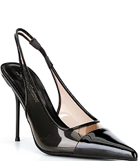 Jeffrey Campbell Pucker-V Vinyl Slingback Stiletto Slingback Pumps