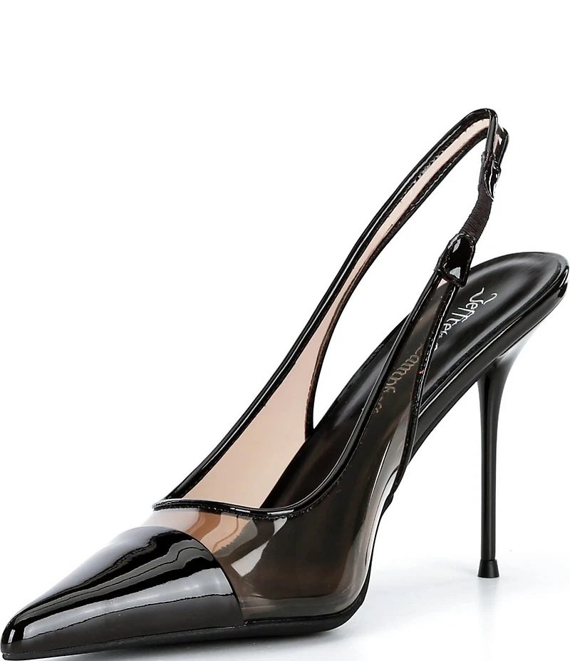 Jeffrey Campbell Pucker-V Vinyl Slingback Stiletto Slingback Pumps