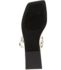 Jeffrey Campbell Ring On It Patent Jewel Ornamented Chain Hardware Thong Sandals