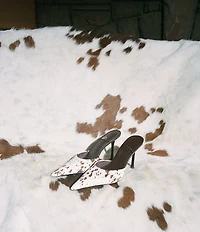 Jeffrey Campbell Robyn Cow Print Haircalf Dress Mules