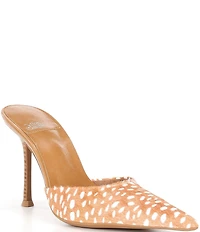 Jeffrey Campbell Robyn Spotted Animal Print Calf Hair Dress Mules