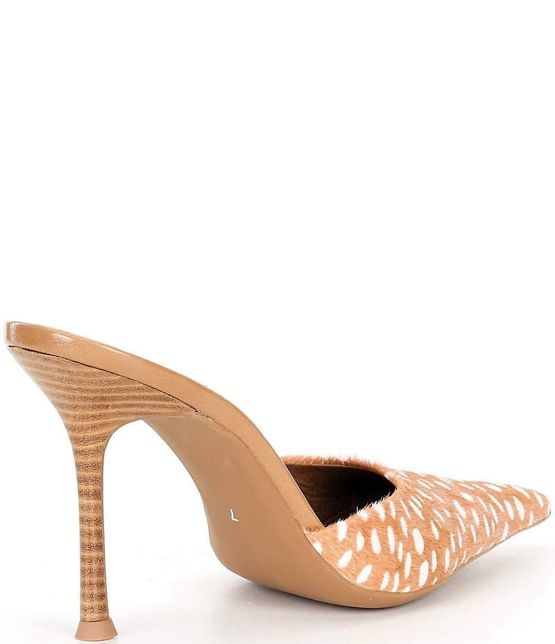 Jeffrey Campbell Robyn Spotted Animal Print Calf Hair Dress Mules