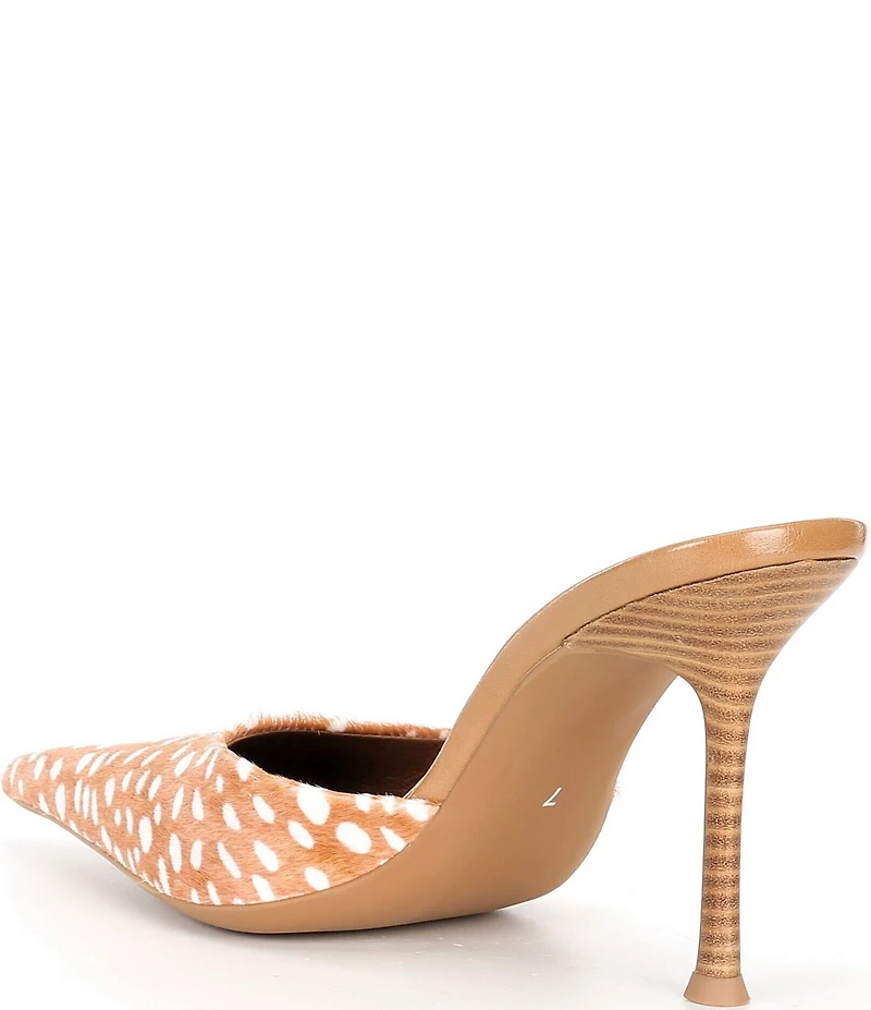 Jeffrey Campbell Robyn Spotted Animal Print Calf Hair Dress Mules