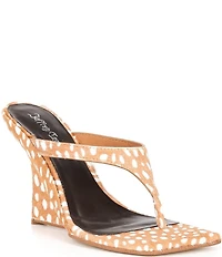 Jeffrey Campbell Romee-F Spotted Calf Hair Thong High Wedge Sandals