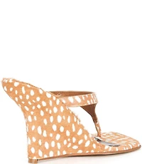 Jeffrey Campbell Romee-F Spotted Calf Hair Thong High Wedge Sandals