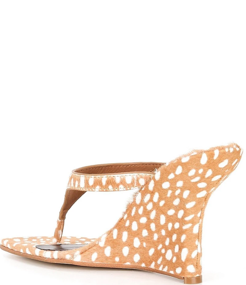 Jeffrey Campbell Romee-F Spotted Calf Hair Thong High Wedge Sandals