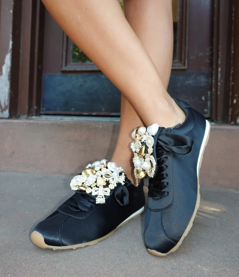 Jeffrey Campbell Shelter Satin Ornamented Tongue Sneakers