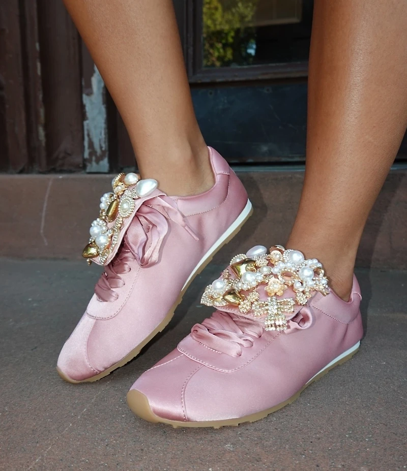 Jeffrey Campbell Shelter Satin Ornamented Tongue Sneakers