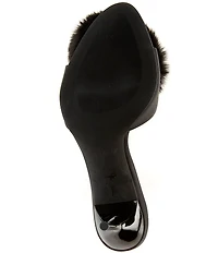 Jeffrey Campbell Shopaholic Satin Faux Fur Pom-Pom Ornament Dress Slide Sandals