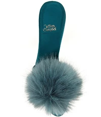 Jeffrey Campbell Shopaholic Satin Faux Fur Pom-Pom Ornament Dress Slide Sandals